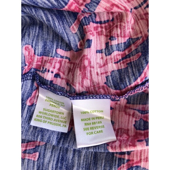 Lilly Pulitzer Blue and Pink Giraffe Print Lightweight V-Neck Tank Top Size L - Picture 10 of 10